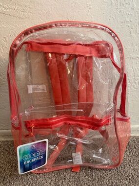 Clear Coral-Trim Backpack – Transparent Women's Backpack